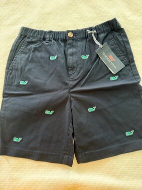 Vineyard Vines  boys girls unisex Navy green Whale Embroidered Shorts M L